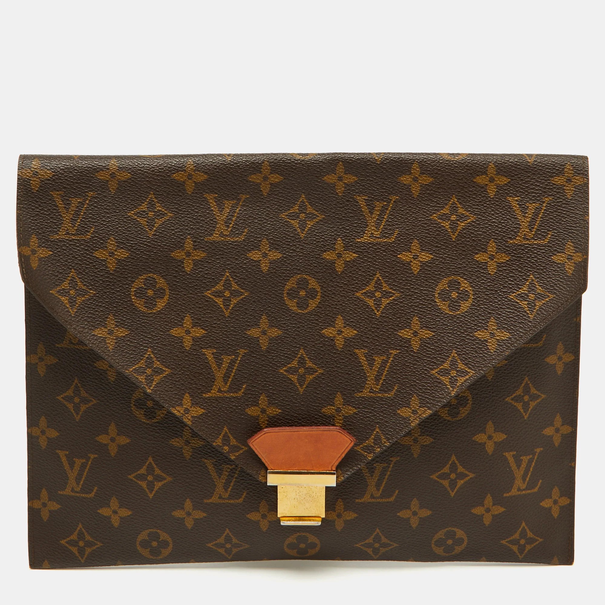 Louis Vuitton Monogram Canvas Poche Plate Envelope Clutch | Shop Simon