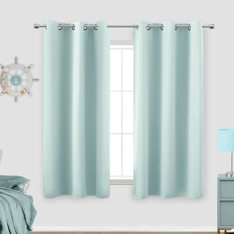 KOUFALL Aqua Bathroom Curtains Window,Set 2 Panels Coastal Decor Short Blackout Small Window Curt... | Amazon (US)