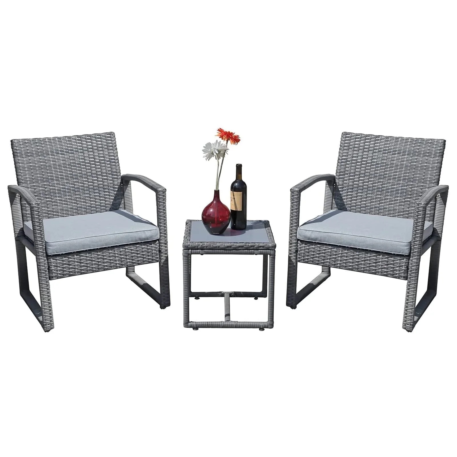 JOIVI 3 Pieces Patio Furniture Set, Outdoor Wicker Conversation Set, Patio Rattan Chair Set with ... | Walmart (US)