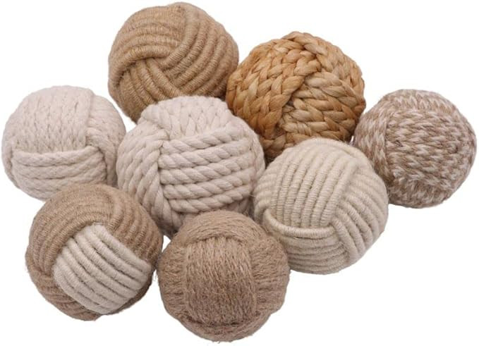 Set of 8 Jute Rope Balls Natual Color Nautical Decorations, Weeding Décor,Jute Rope Balls, Knott... | Amazon (US)