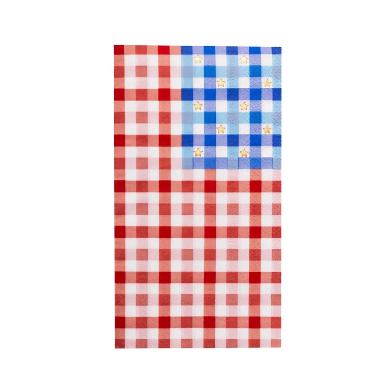 Bonjour F\u00eate Gingham Flag Paper Guest Towel Napkins, Disposable Party Supplies, 20 Count, Pi... | Walmart (US)