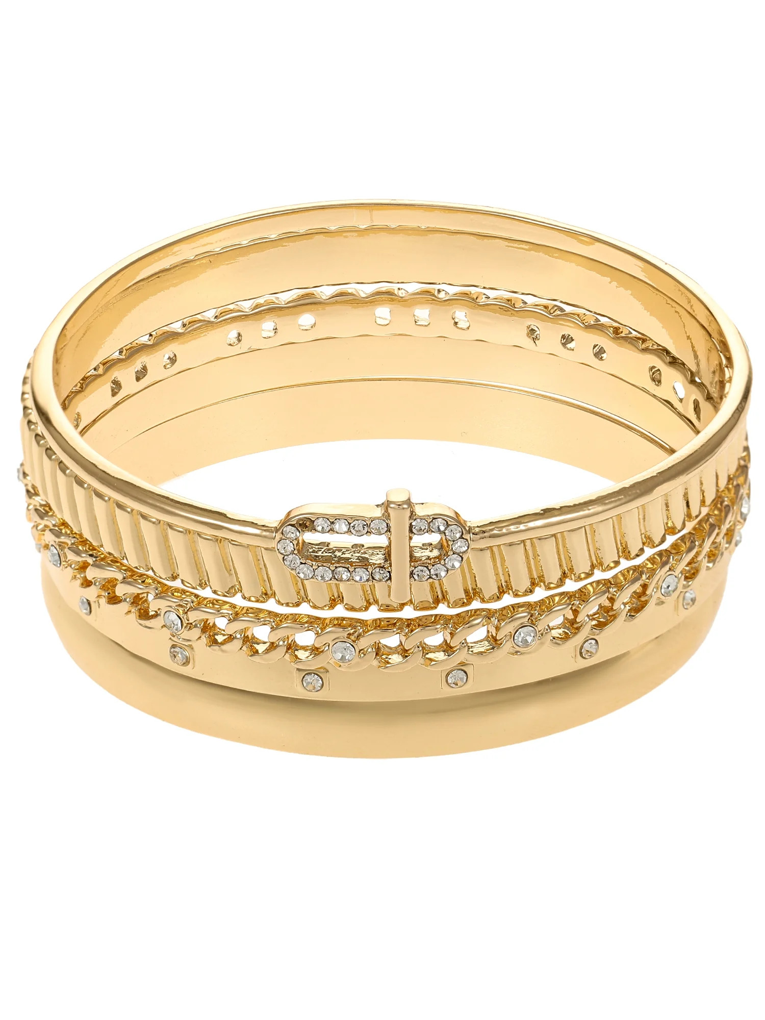 Time and Tru Goldtone Bangle Bracelet Set, 5 Bracelets | Walmart (US)