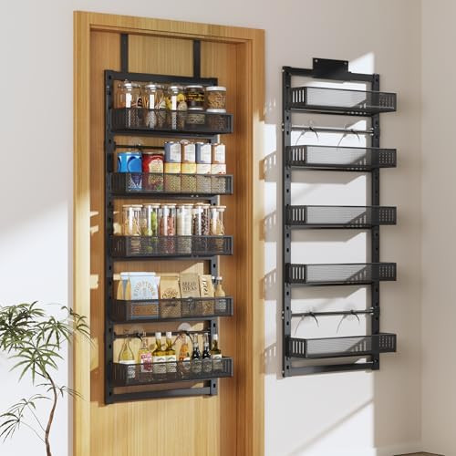 Pantry Door Organizers and Storage, 5-Tier Large Metal Heavy-Duty Frame Over the Door Spice Rack,... | Amazon (US)