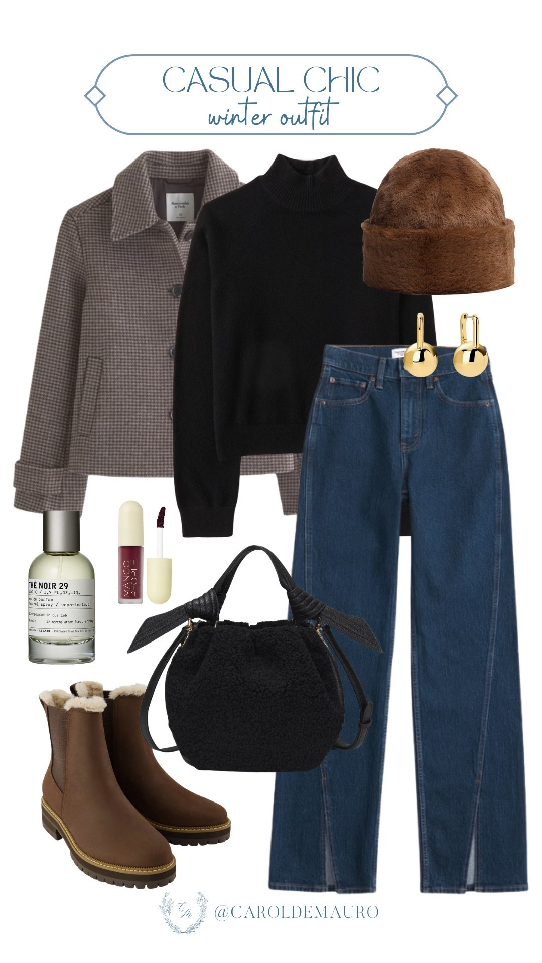 Stroll through the city with this casual chic outfit this winter season! Style a black mock neck sweater layered with a cropped jacket, and pair it with slit denim jeans. Add on a faux fur hat and Chelsea boots!

outfit idea, comfy look, how to style, wardrobe refresh, closet staples, brunch outfit, layering pieces, winter fashion

#LTKU #LTKFindsUnder100 #LTKSeasonal
