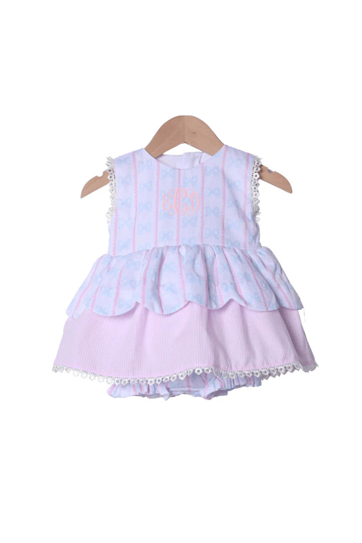 Sweet Scalloped Bow Applique Bubble | The Smocked Flamingo