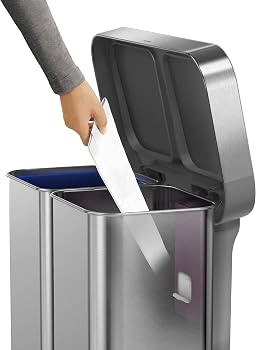 simplehuman 58 Liter / 15.3 Gallon Rectangular Hands-Free Dual Compartment Recycling Kitchen Step... | Amazon (US)