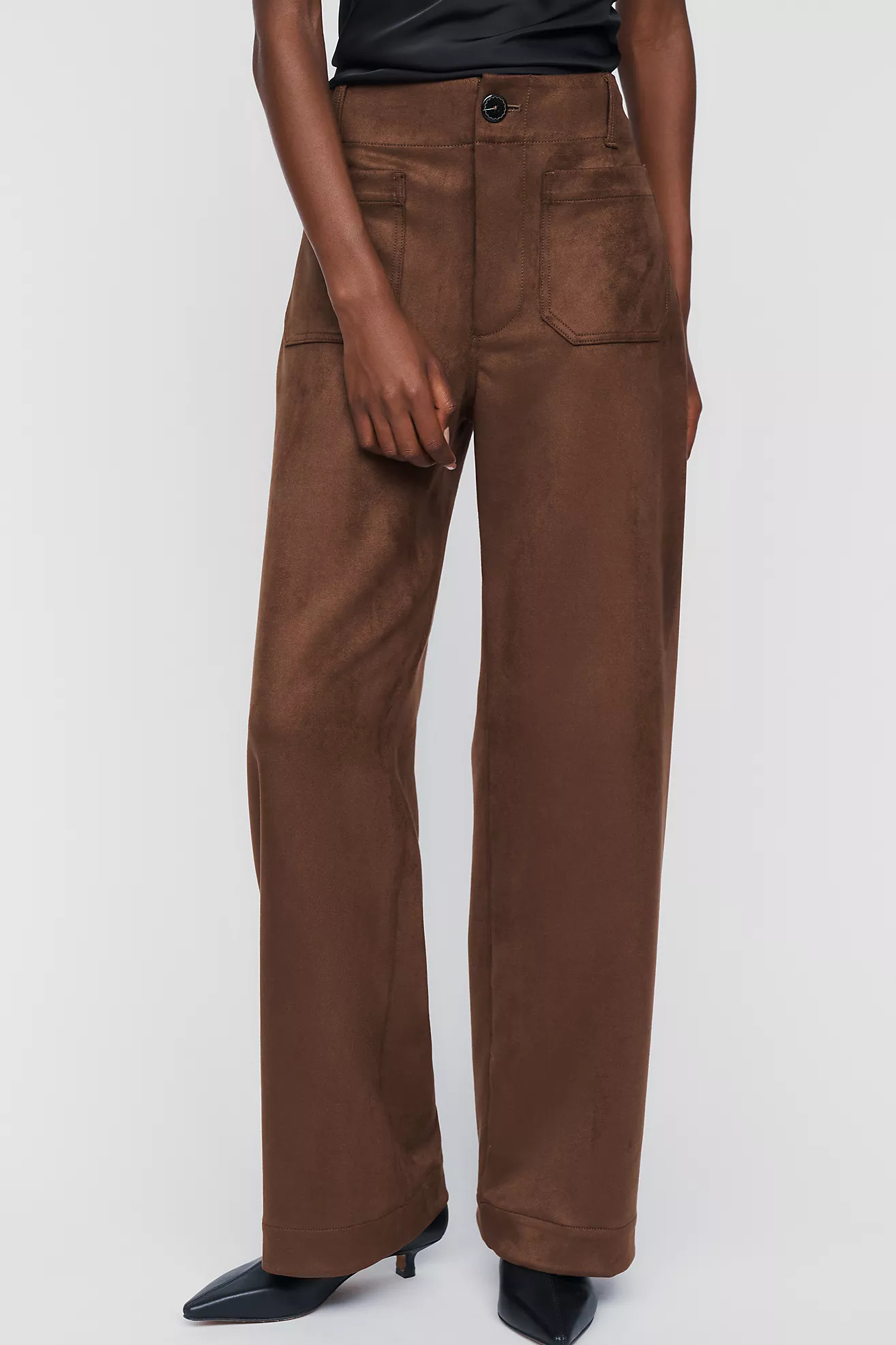 @merricksart x Maeve Colette Faux Suede Full Length Pants | Anthropologie (US)