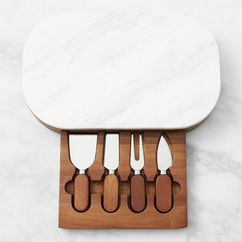 Olivewood and marble cheese set