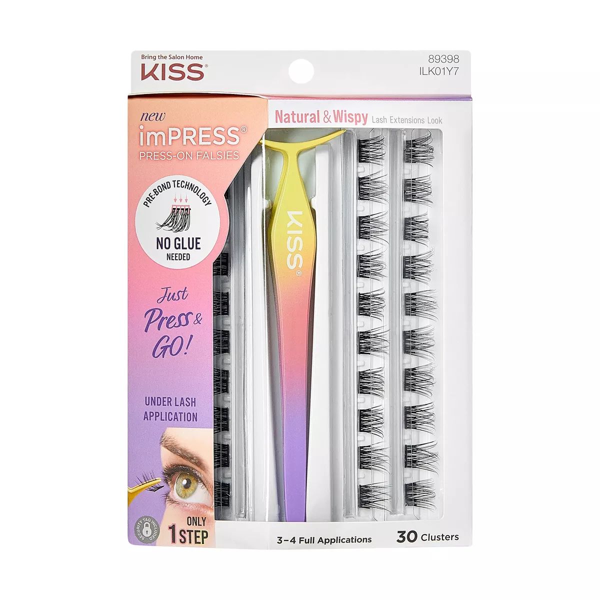 KISS imPRESS Press-On Falsies No-Glue False Eyelash Clusters Kit - Natural & Wispy - 31ct | Target