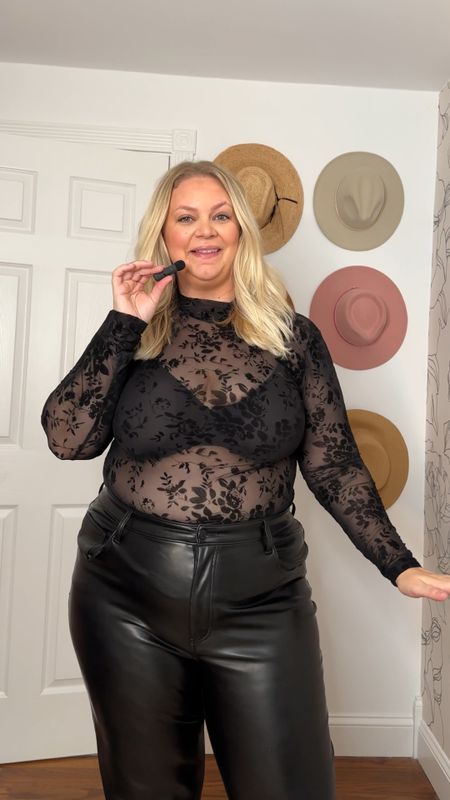 Love this lace shirt with leather pants for a winter night out! 
This exact top is sold out from last year, but I linked a few similar options!

#LTKmidsize #LTKplussize
