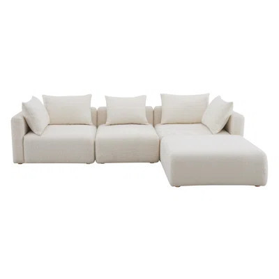 Tov Furniture Hangover Cream Boucle 4-Piece Modular Sectional | Wayfair North America
