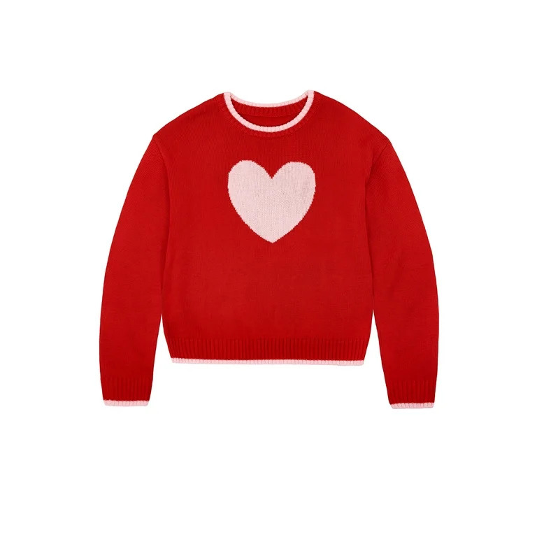 Way to Celebrate Girl's Valentine's Day Crewneck Sweater, Sizes 4-18 | Walmart (US)