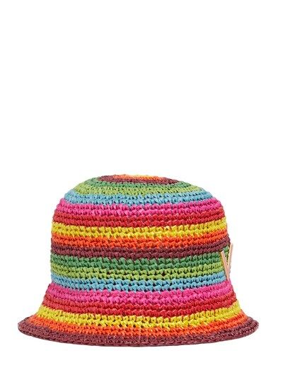 Valentino Garavani - 1973 vlogo viscose crochet bucket hat - Multicolor | Luisaviaroma | Luisaviaroma