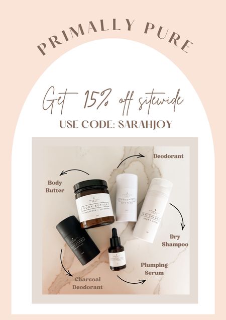 Get 15% off site wide for Primally Pure products! Use code: SARAHJOY

Deodorant, natural, beauty, health 

Follow @sarah.joy for more beauty finds!

#LTKfindsunder100