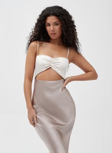 Multi Cut Out Satin Midi Dress - Isha | 4th & Reckless