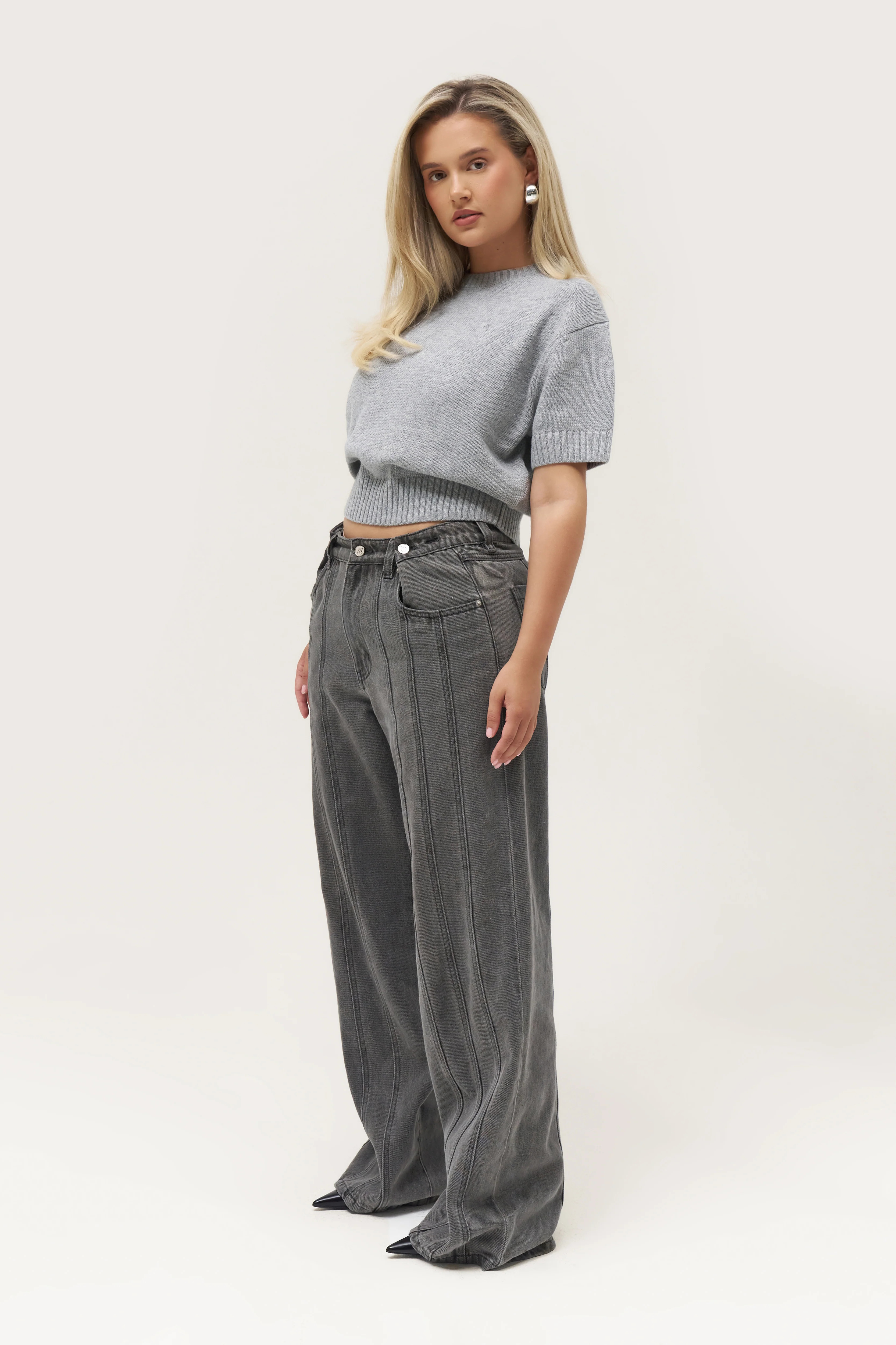 Sofia Knit Sweater - Grey | Maebe