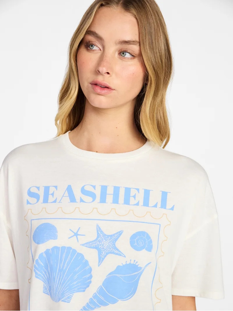 No Boundaries Washed Graphic Boyfriend Tee, Women's XXS-XXL | Walmart (US)