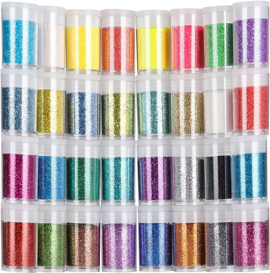 Teenitor Fine Glitter, Glitter for Nails, 32 Jars 8g Each Glitter Set, 32 Assorted Color Arts and... | Amazon (US)
