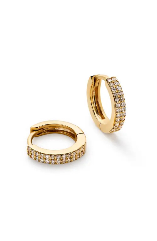 Ana Luisa Diamond Hoop Earrings - Diamond Double Row Huggie Hoops in Gold at Nordstrom | Nordstrom