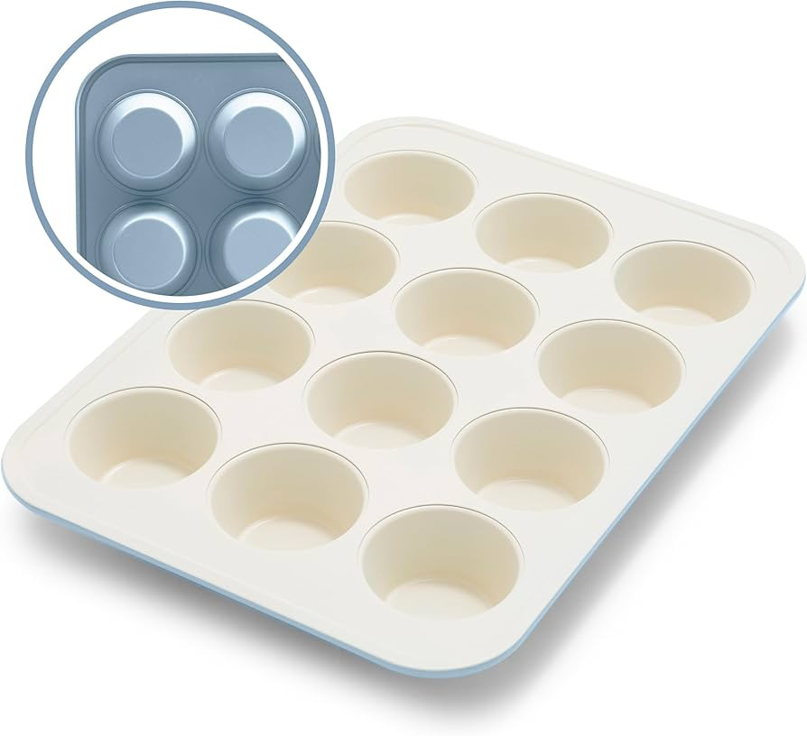 GreenLife 12-Cup Muffin Pan, Healthy Ceramic Nonstick Bakeware, PFOA & PFAS-Free Cupcake Tray, Du... | Amazon (US)