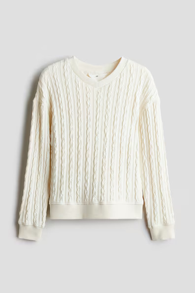 H & M - Cable-Knit V-neck Sweater - White | H&M (US + CA)