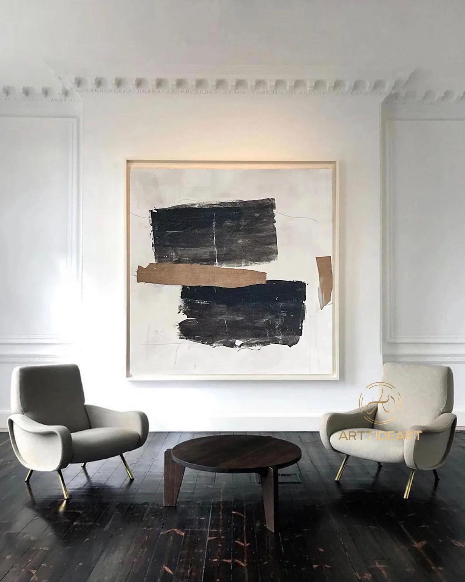 Oversize Framed Wall Art Black White Paintings On Canvas Contemporary Art Painting Canvas Minimal... | Etsy (US)