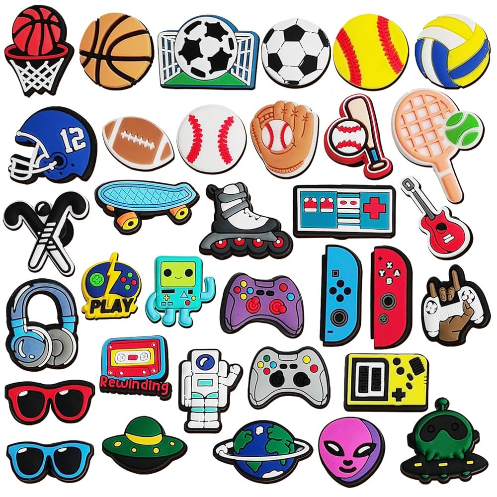 IOKUKI Shoe Charms, 35 PCS, for Teens, Basketball Football Soccer Volleyball Baseball, Video Game... | Amazon (US)