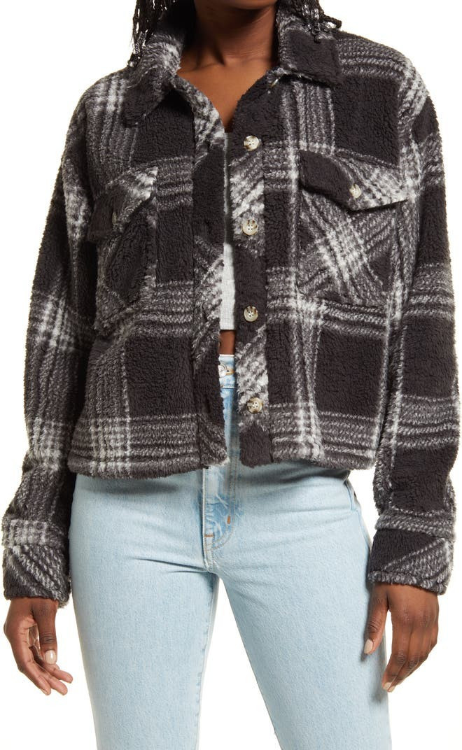 Crop Fleece Shirt Jacket | Nordstrom