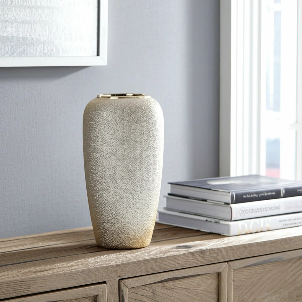Natrona Decorative Vase Stoneware Ceramic Glam Teardrop Sculpture with Textured Surface and Moder... | Wayfair North America