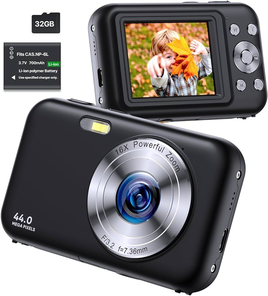 Digital Camera, FHD 1080P Kids Camera with 32GB SD Card 16X Digital Zoom Portable Small Camera, C... | Amazon (US)
