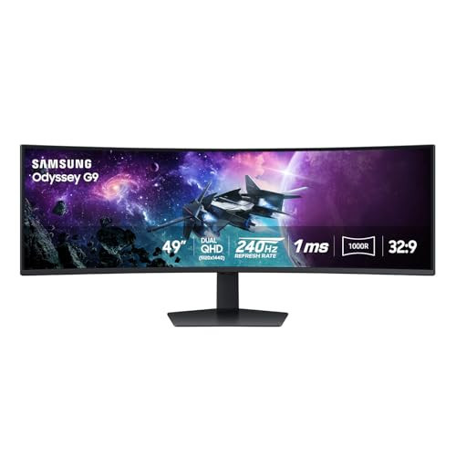 SAMSUNG 49" Odyssey G9 (G95C) Series DQHD 1000R Curved Gaming Monitor, 240Hz, 1ms(GtG), DisplayHDR 1000, AMD FreeSync Premium Pro, Eye Saver Mode, Auto Source Switch+, LS49CG950ENXZA, 2024 | Amazon (US)