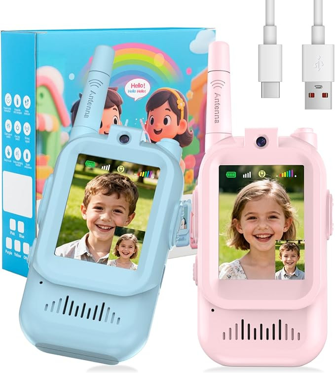 Video Walkie Talkie Toys for Age 3-12 Boys Girls, 2 Pack Rechargeable Walkie Talkies with Screen,... | Amazon (US)