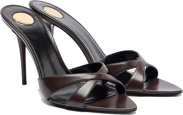 Women’s Stiletto Heel Slide Sandals Open Toe Criss Cross Straps Slip on Dress Heels with Cushioned Insole Party Wedding Evening Fashion Sandals for Women | Amazon (US)