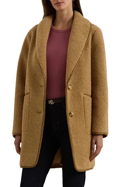 Shawl Collar Faux Shearling Coat | Nordstrom