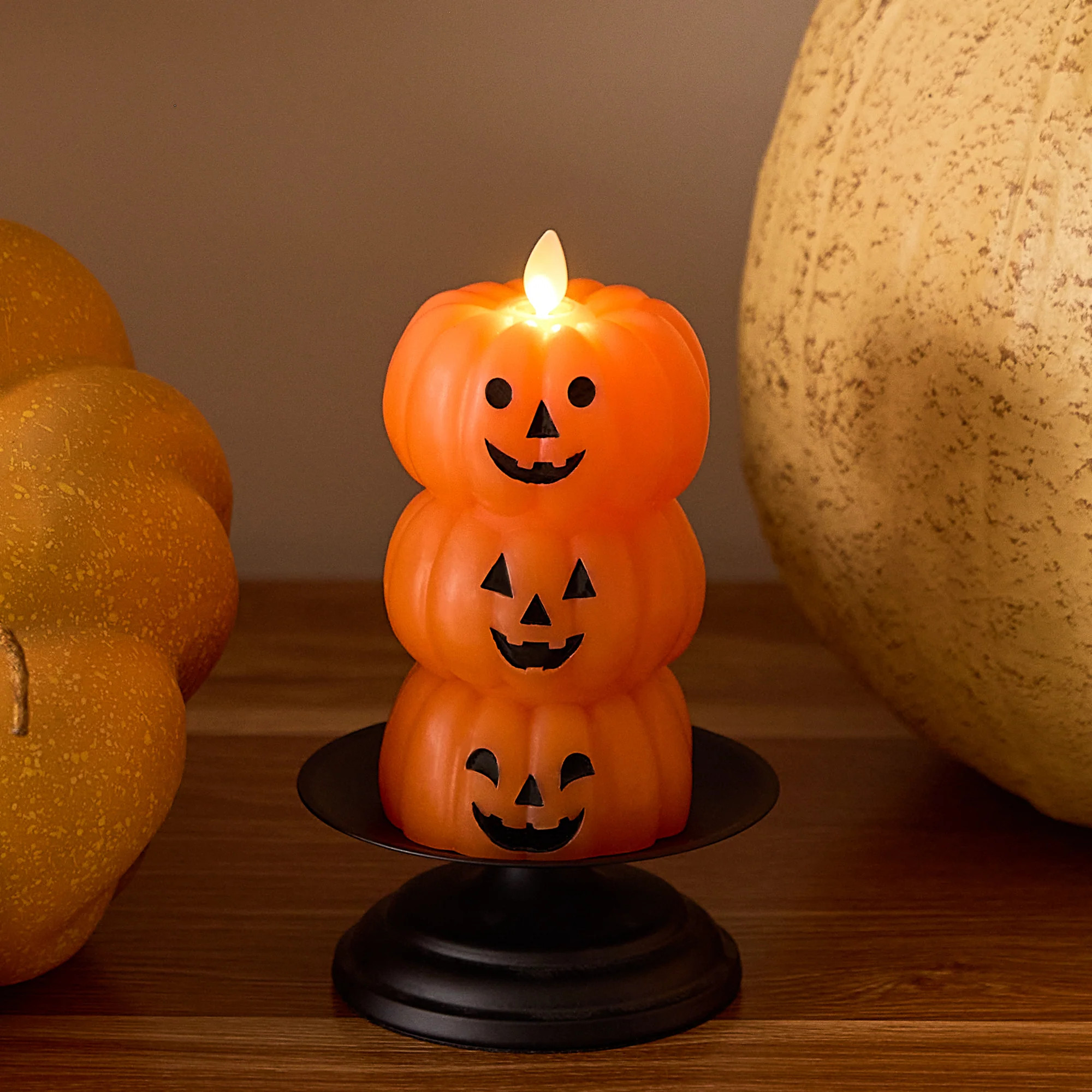 Russet Orange Flameless Candle Stacked Jack-o-lanterns | Luminara