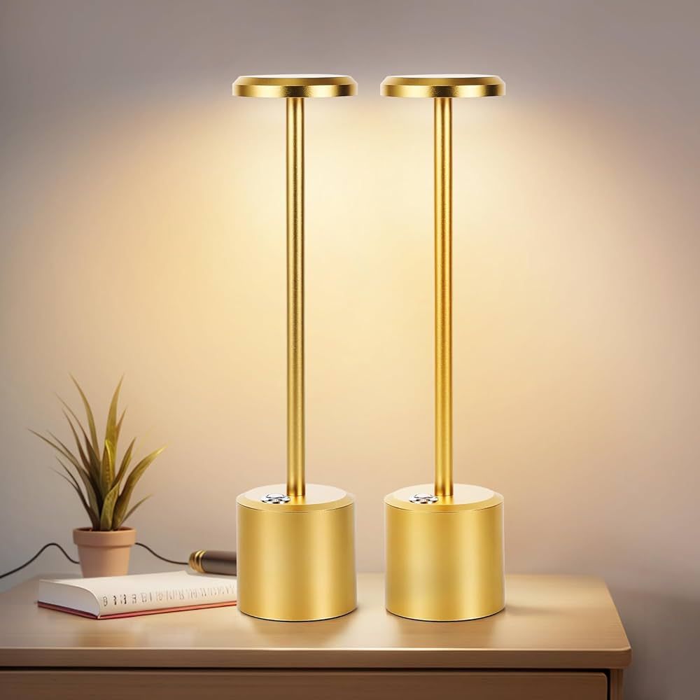 Litake Gold Table Lamps Set of 2,Cordless Table Lamp,Portable LED Desk Lamp,5000mAh Battery Opera... | Amazon (US)