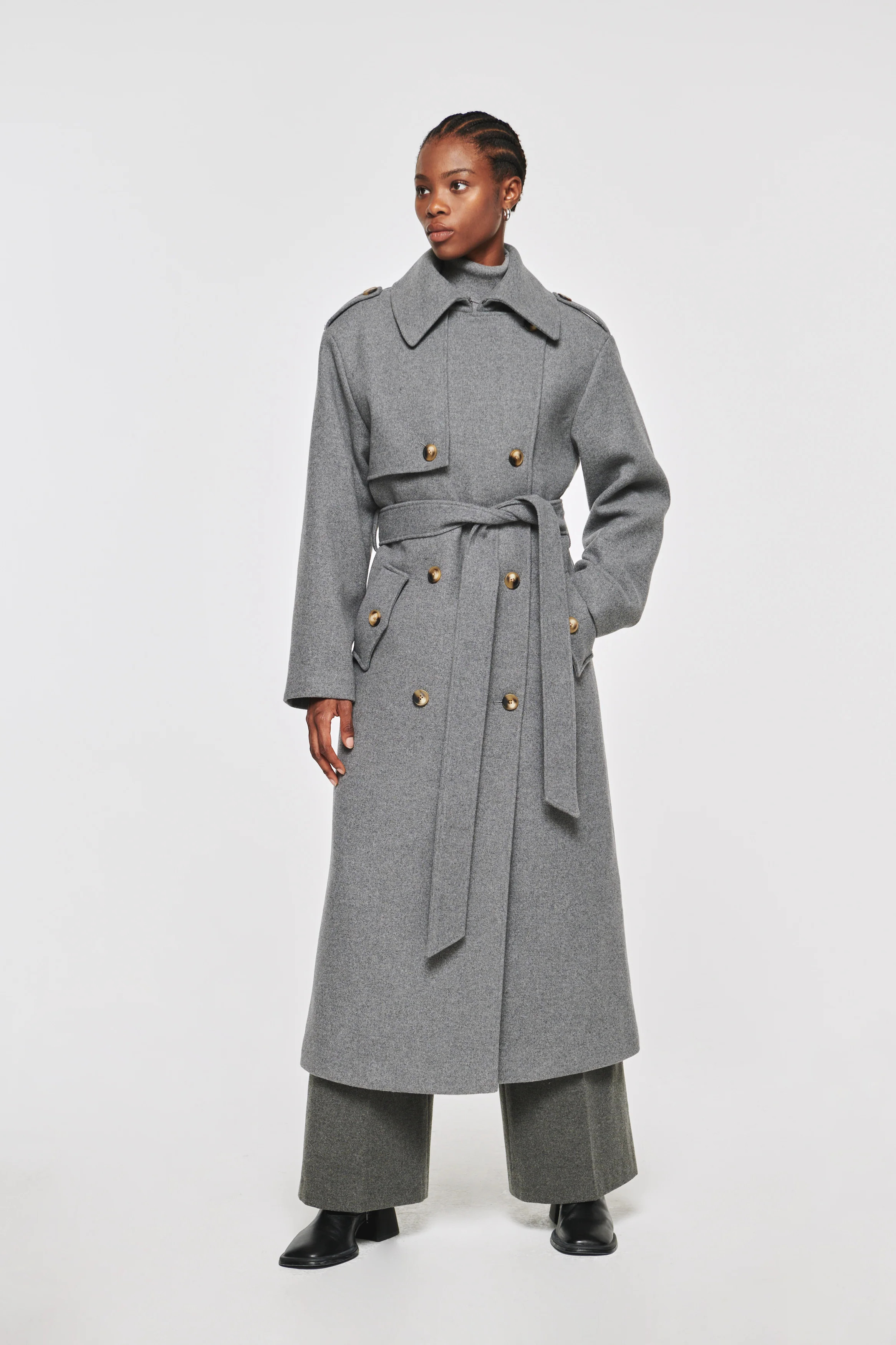 Keller | Wool Trench Coat in Grey | ALIGNE | ALIGNE USA