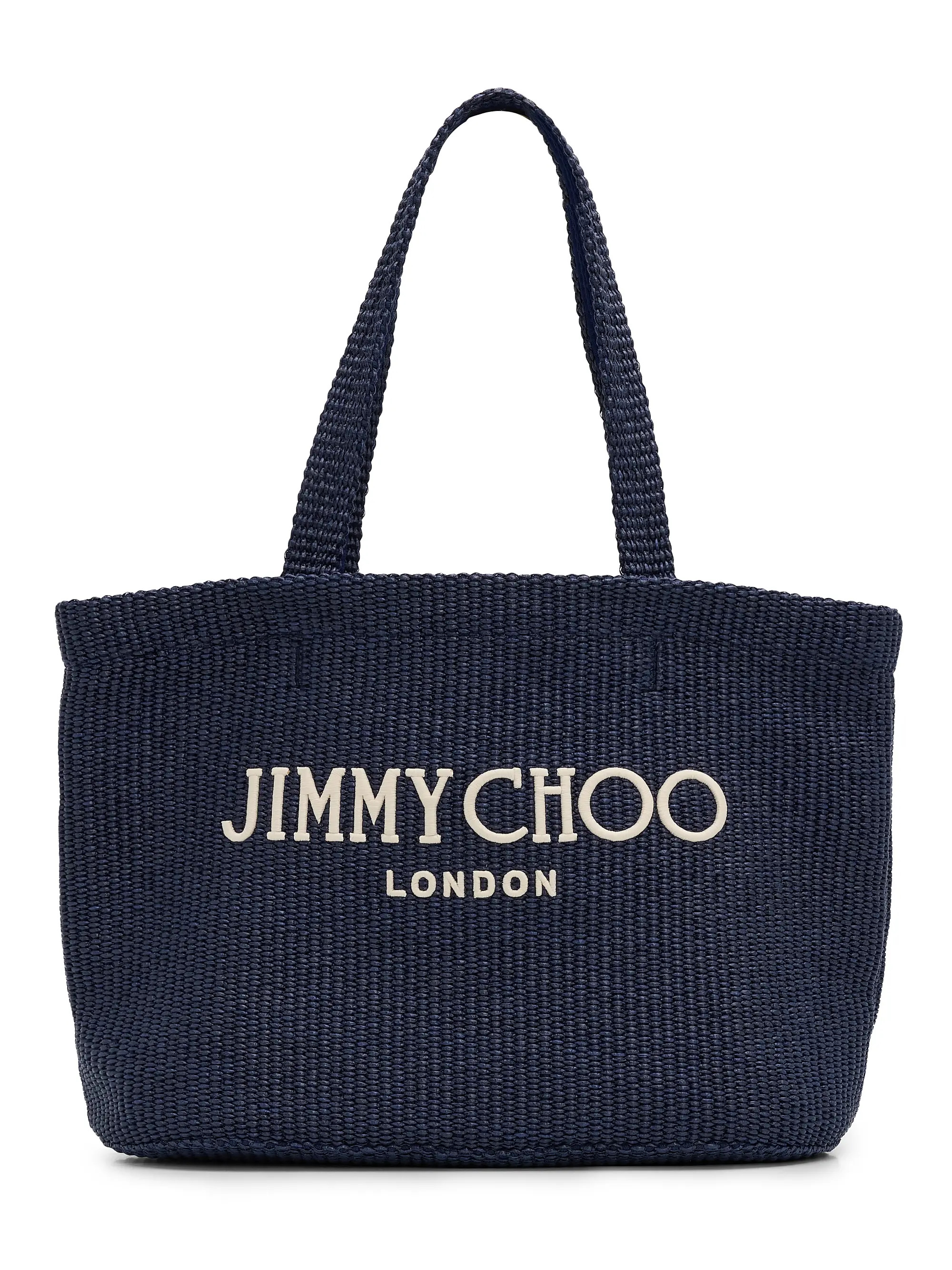 Jimmy Choo Riviera Capsule Logo-Embroidered Raffia Beach Tote Bag | Saks Fifth Avenue | Saks Fifth Avenue