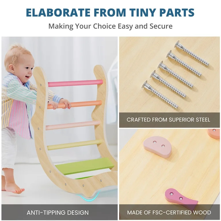 BlueWood Pikler Triangle Set Indoor Jungle Gym Foldable Wooden 8-in-1 3-Piece | Walmart (US)