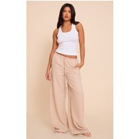 Beige Lightweight Woven Striped Drawstring Pants | PrettyLittleThing US