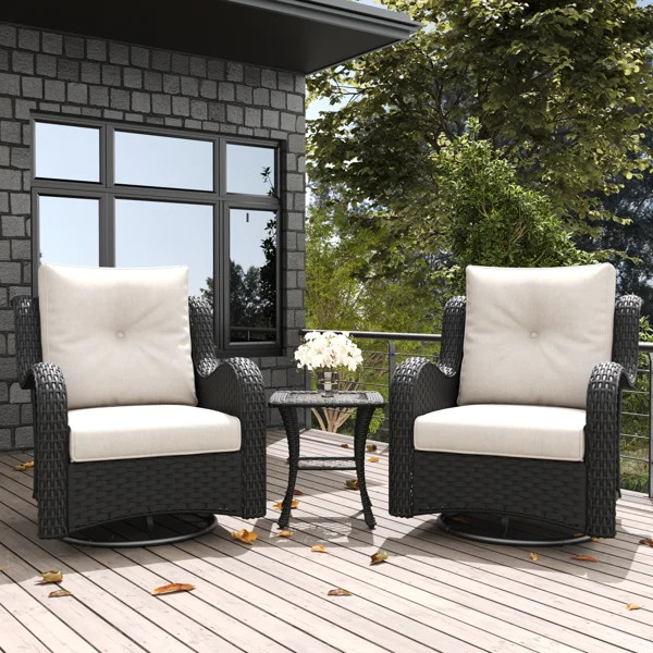 LayinSun 3 Pieces Swivel Rocker Patio Chairs Set With Side Table | Wayfair North America