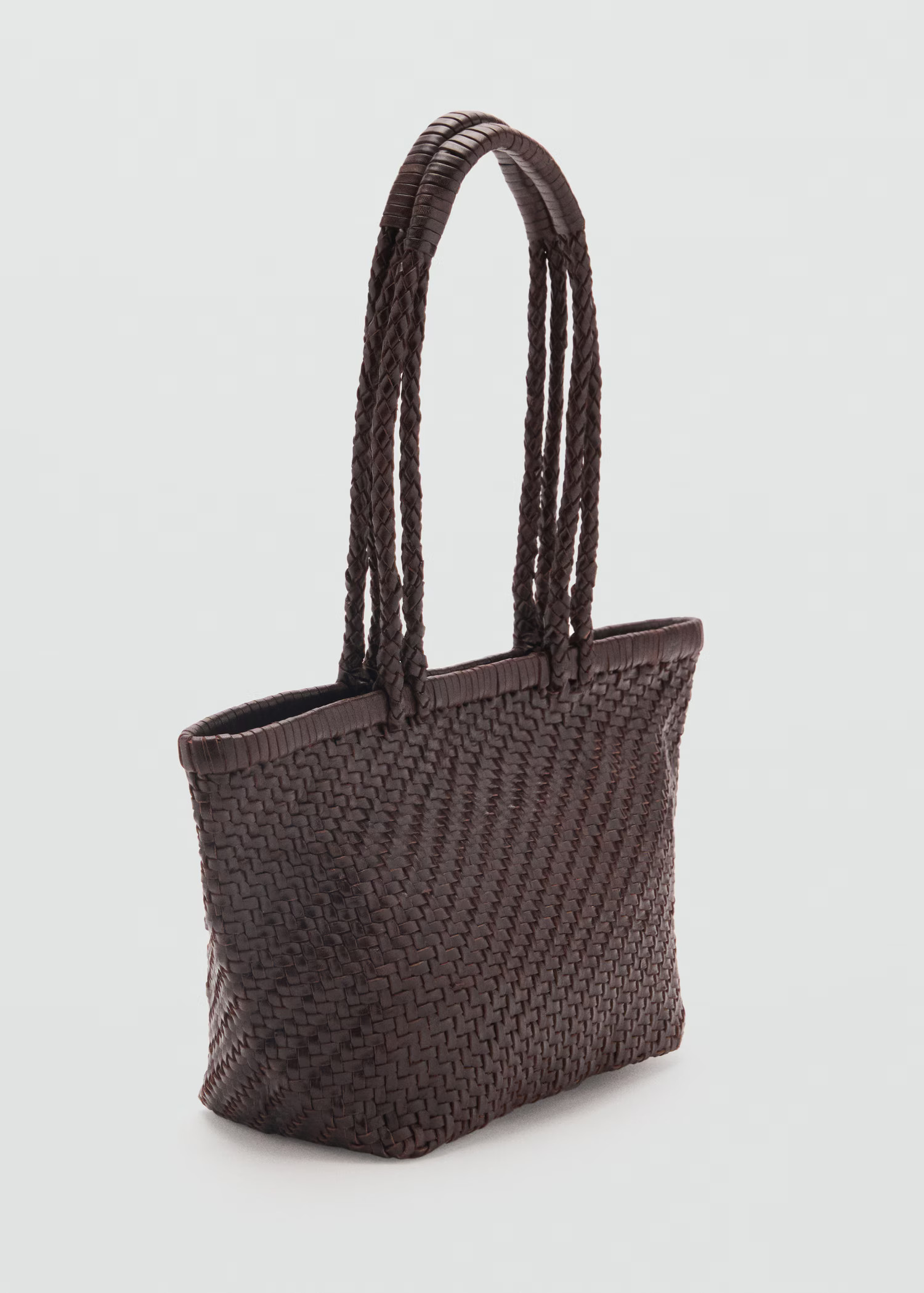Braided leather shoulder bag - Women | MANGO United Kingdom | MANGO (UK)
