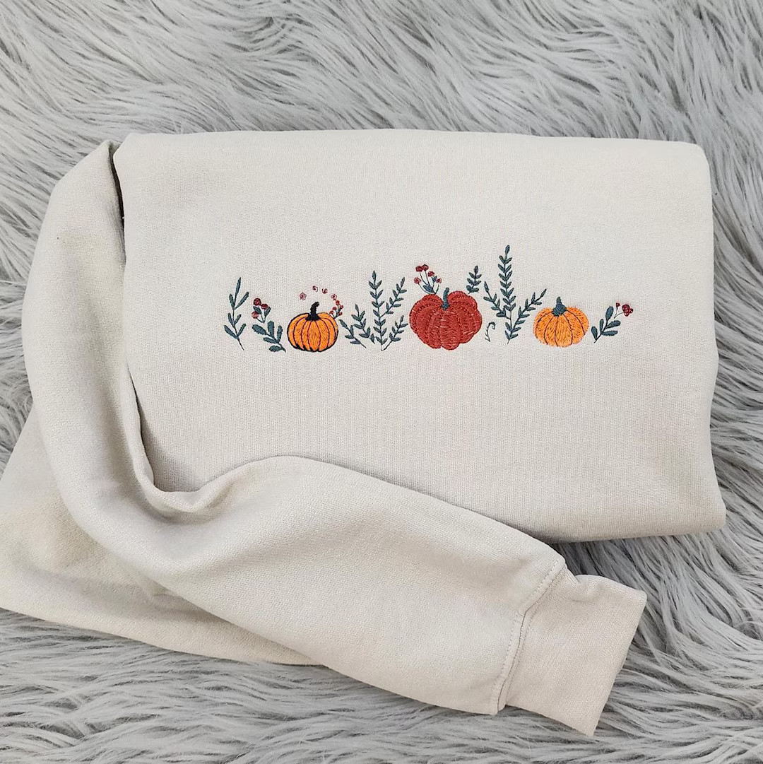 Enchanted Fall Pumpkins Embroidered Crewneck - Pumpkin Patch Crewneck - Autumn Style- Pumpkin For... | Etsy (US)