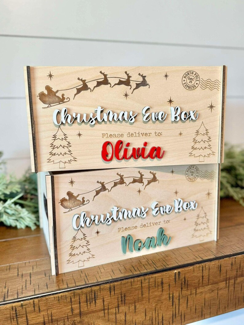 This Christmas eve box is perfect to deliver your children'sChristmas eve goodies. The name is av... | Etsy (US)