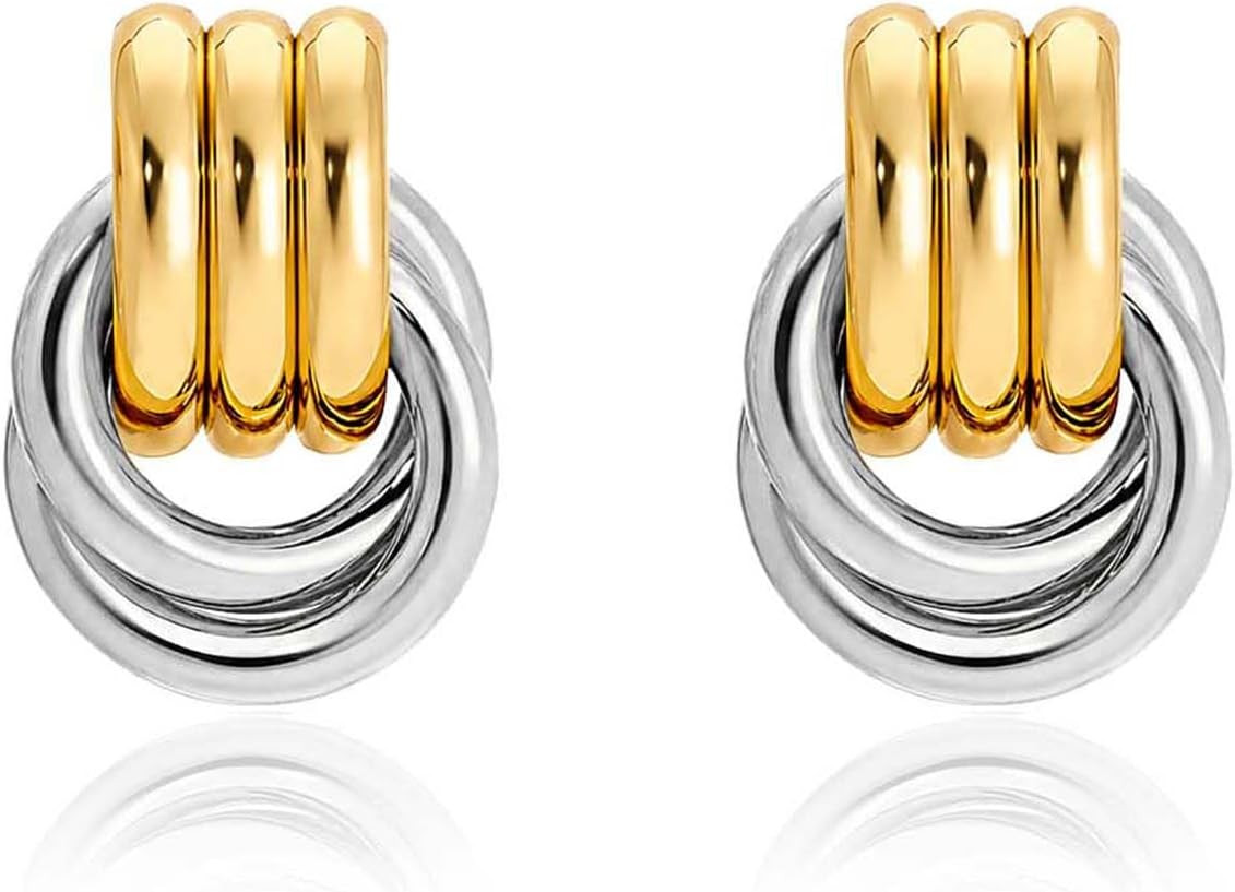 Chunky Gold Knot Earrings for Women Trendy Statement Dangle Earrings | Amazon (US)