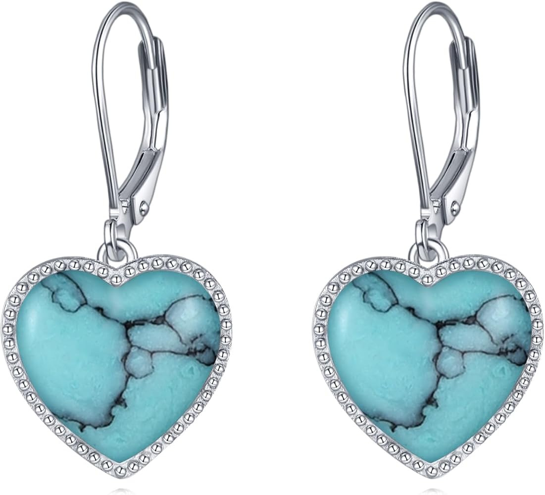 Drusy Onyx Quartz Earrings Sterling Silver Heart Leverback Dangle Drop Stud Earrings Fashion Jewe... | Amazon (US)