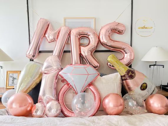 40 inches Jumbo MRS Satin Rose Gold XL Foil Balloons Giant Letter Set Bachelorette Party Favor De... | Etsy (US)