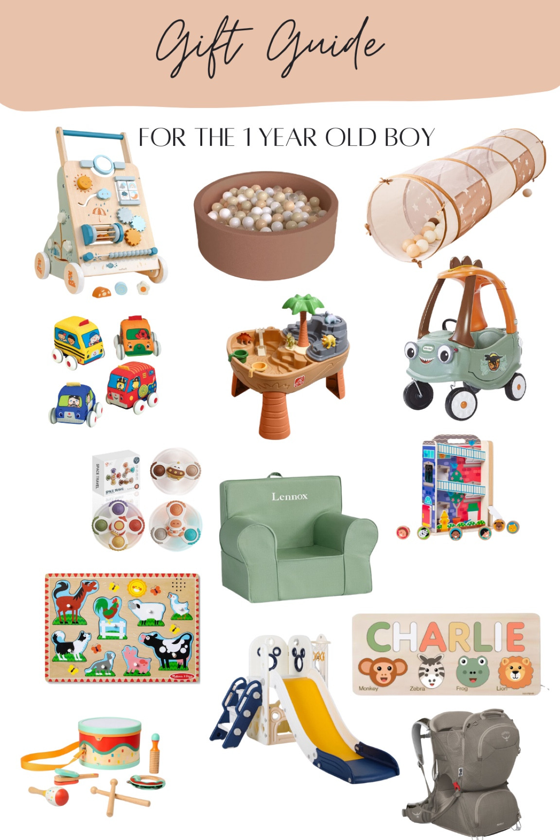 Gift Guide for the 1 year old boy
12 month old gifts, toddler Christmas gift ideas, wooden walker, toddler ball pit, outdoor toy, toddler toy cars, play tower, personalized gift, toddler gift ideas, boy gift ideas

#LTKKids #LTKGiftGuide #LTKHoliday