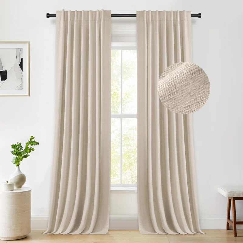 Graciella Thermal Insulated Faux Linen Max Blackout Curtains Back Tab/Rod Pocket Bedroom Drapes | Wayfair North America