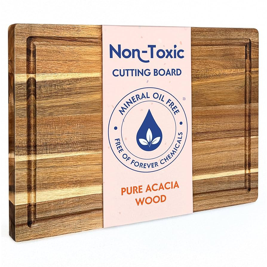 Non Toxic Wood Cutting Board - Conditioned with Natural Beeswax Flaxseed & Lemon Oil - Free of Mi... | Amazon (US)